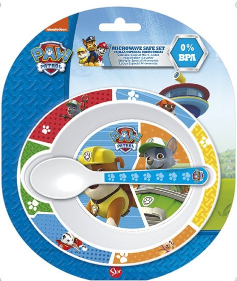 Paw Patrol Toddler 2Pcs Micro Bowl & Cutlery Set
