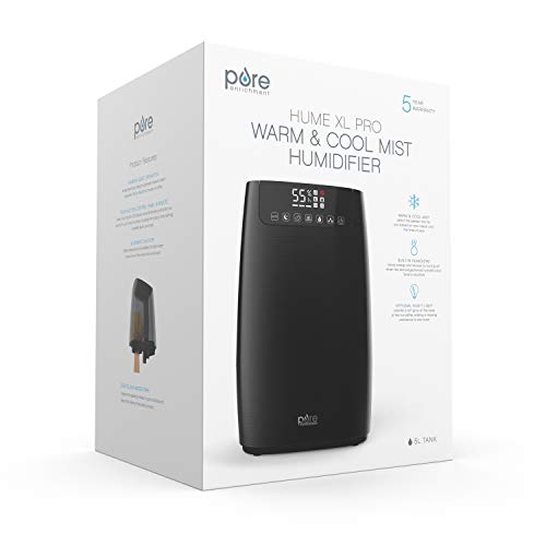 Pure Enrichment HumeXL Pro Warm and Cool Mist Humidifier for Large Rooms Lasts up to 50 Hours - 1.3 Gallon Tank, Humidity Sensor, Two 360-Degree Mist Nozzles, and Touch-Button LED Display with Remote