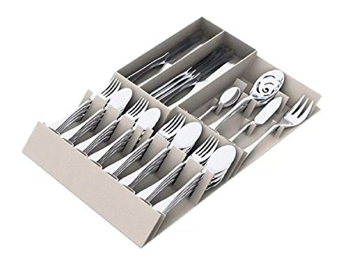 Cabinet Drawer Utensil Organizer. Silver 2.25" H x 12" W x 2" D Open Design Cabinet Drawer Utensil Organizer Holds Service for 10 with a Serving Set