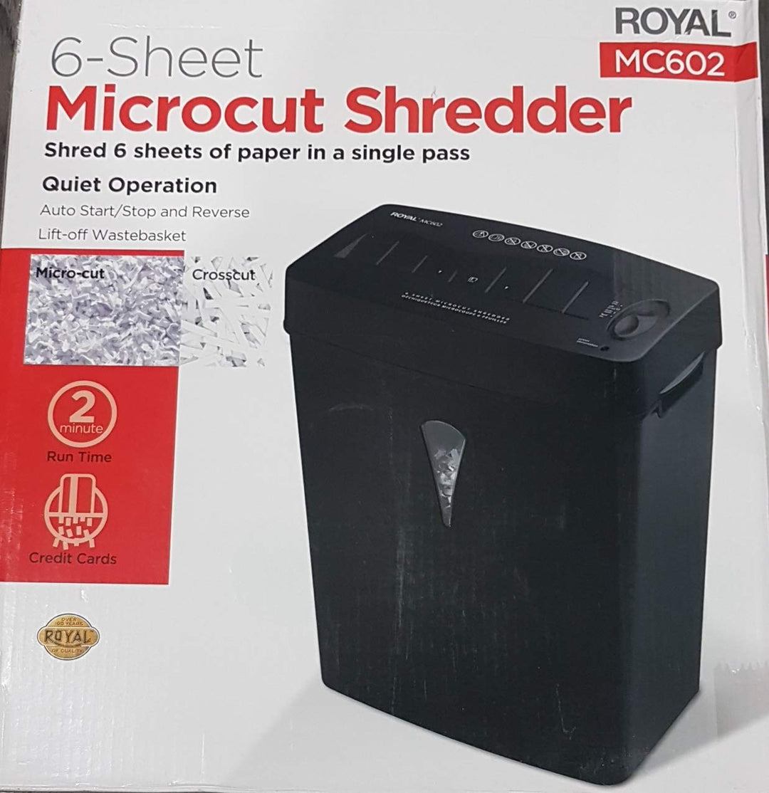 Royal 6-Sheet MicroCut Shredder with Lift-Off Basket (Black)