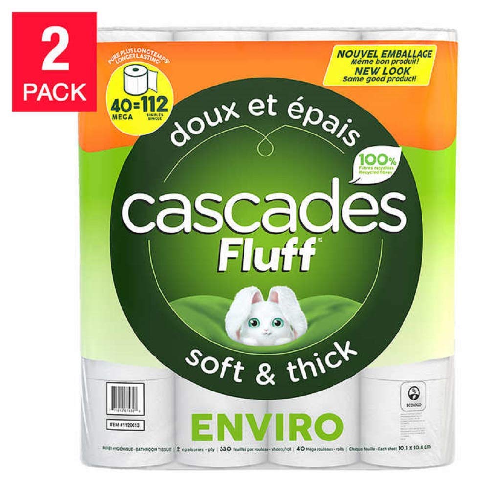Cascades Fluff Enviro Bath Tissue 40 x 330 Sheets 2-pack
