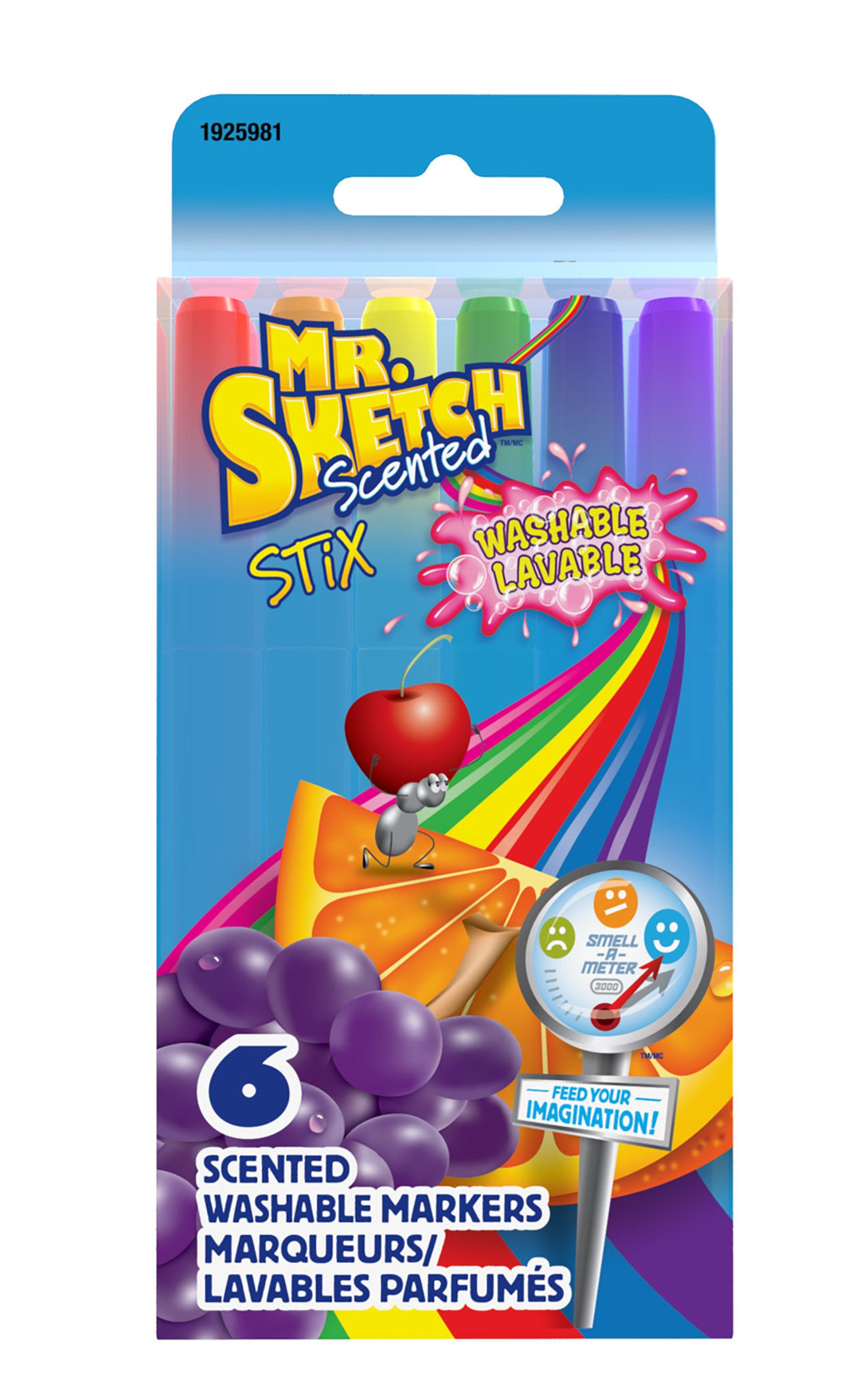 Mr.Sketch Stix Washable Scented Markers, Fine-Tip, Set of 6, Assorted Colours (1925981)