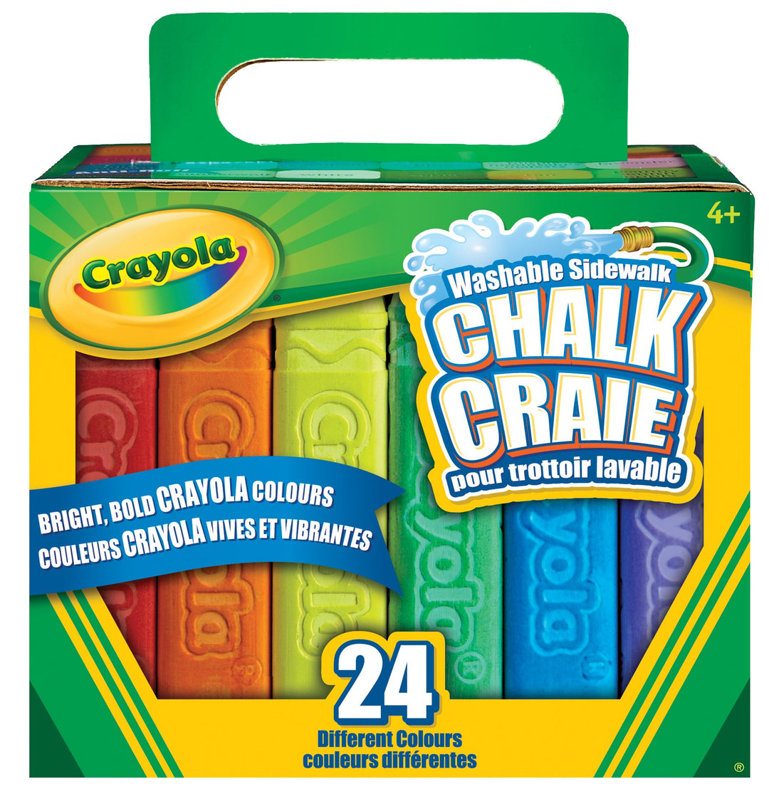 Crayola 24-Count Sidewalk Chalk, Outdoor Activities, Washable, Bright, Colourful, Craft Supplies, Gift for Boys and Girls, Kids, Ages 3,4, 5, 6 and Up, Summer Travel, Cottage, Camping, on-the-go, Arts and Crafts, Back to school, School supplies, Gifting