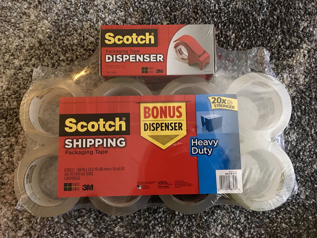 Scotch Heavy Duty Shipping Packaging Tape, 1.88 Inches X 54.6 Yards, 8 Rolls with Dispenser by Scotch