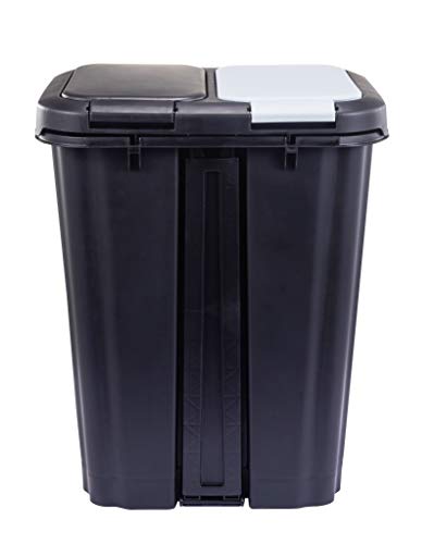 The Step N' Sort 40L Dual Trash and Recycling Bin with Spring Top Opening and Hands-Free Slow Close lid