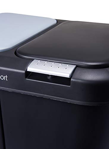 The Step N' Sort 40L Dual Trash and Recycling Bin with Spring Top Opening and Hands-Free Slow Close lid