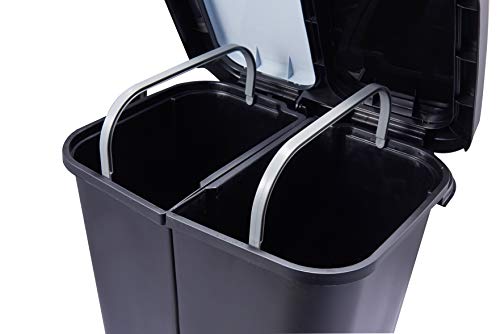 The Step N' Sort 40L Dual Trash and Recycling Bin with Spring Top Opening and Hands-Free Slow Close lid
