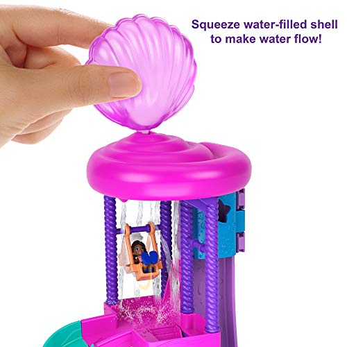 Polly Pocket Pollyville Super Slidin' Water Park with Micro Polly & Lila Dolls, Water Park with Water Feature, 3 Slides, Jellyfish Fountain, Ticket Booth & Locker Room, Water-fillable Seashell & more