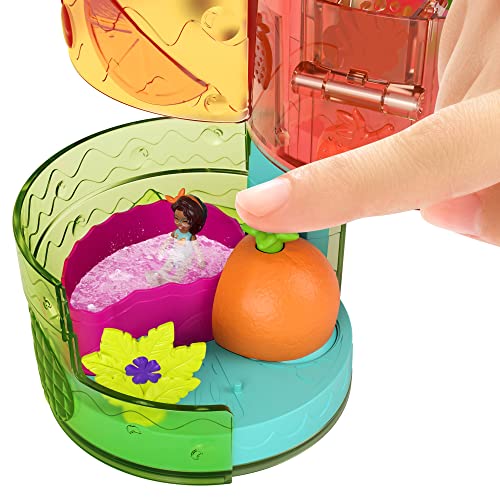 Polly Pocket Spin ‘n Surprise Compact Playset, Tropical Smoothie Shape, Waterpark Theme, 3 Floors, 25 Surprise Accessories Including Polly & Shani Dolls, Great Gift for Ages 4 Years Old & Up