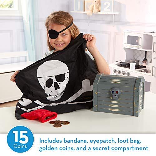 Melissa & Doug Wooden Pirate Chest Pretend Play Set