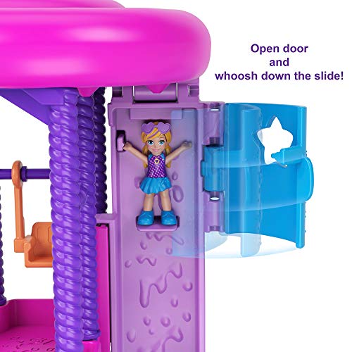 Polly Pocket Pollyville Super Slidin' Water Park with Micro Polly & Lila Dolls, Water Park with Water Feature, 3 Slides, Jellyfish Fountain, Ticket Booth & Locker Room, Water-fillable Seashell & more