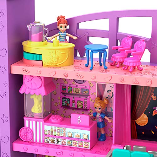 Polly Pocket Mega Mall with 6 Floors, Elevator, Vehicle, Parking Garage, Micro Polly & Lila Dolls, Dog & Storytelling Play Pieces; for Ages 4 and Up