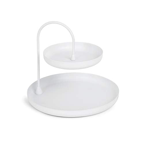 Umbra Poise (Large), Two Tiered Jewelry Tray, Ring Holder, Trinket Dish, Accessory Storage and Vanity Organizer, White