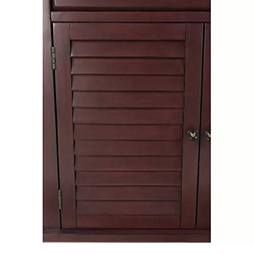 Accent Chest Cabinet. Functional Distressed Classic Coastal Clean-Lined Solid Acacia Charlise 1 Drawer Accent Chest Cabinet with Double Door. (Antique Red)
