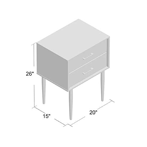 Bedside Accent Table Wooden Nightstand - Winningham 2 Drawers Nightstand Manufactured Wood Structured Drawers and Sleek, Tapered Legs Painted a Solid Colour, Dark Walnut