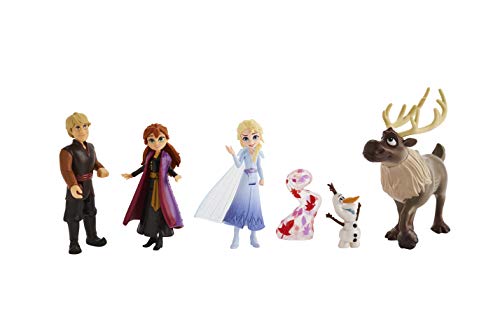 Disney Frozen Adventure Collection, 5 Small Dolls from Frozen 2, Anna, Elsa, Kristoff, Sven, Olaf, and Gale Accessory