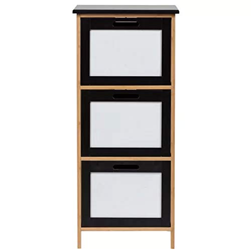 Accent Chest Cabinet. Black/White Bamboo Sleek Matte Multifunctional Riddick 3 Drawer Accent Chest Cabinet with Dry Erase Boards for Labelling.