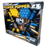 Hog Wild Atomic Foam Shooters 2 Gun Battle Pack | Power Popper | 84 Ammo Balls | Yellow and Blue