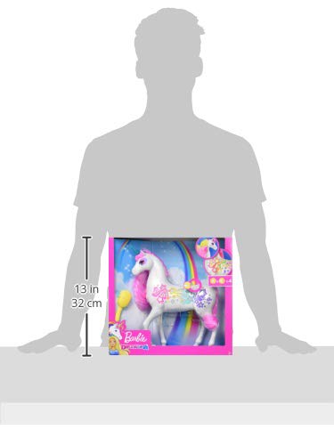 Barbie Dreamtopia Brush 'n Sparkle Unicorn with Lights and Sounds, White with Pink Mane and Tail, Gift for 3 to 7 Year Olds