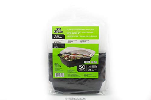 Cafe Express 38oz Meal Prep Containers, 25 Count