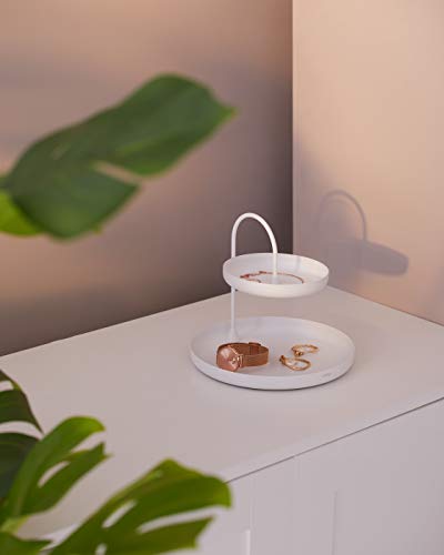 Umbra Poise (Large), Two Tiered Jewelry Tray, Ring Holder, Trinket Dish, Accessory Storage and Vanity Organizer, White
