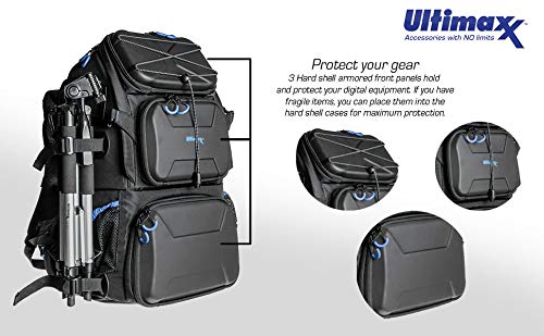 Ultimaxx Extra Large Camera DSLR/SLR Backpack for Nikon, Canon, Sony, Panasonic, Pentax, Olympus, and Fuji Cameras-an Outdoor Hiking/Travelling Backpack with 15.6 Laptop Compartment
