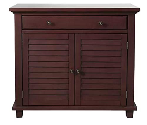 Accent Chest Cabinet. Functional Distressed Classic Coastal Clean-Lined Solid Acacia Charlise 1 Drawer Accent Chest Cabinet with Double Door. (Antique Red)