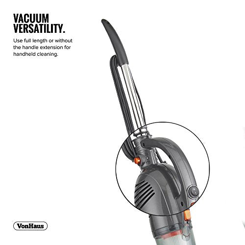 VonHaus Cordless 22.2V Lithium-ion 2 in 1 Stick Handheld Vacuum Cleaner Lightweight Includes Crevice Tool, Carpet Roller & Brush Accessories