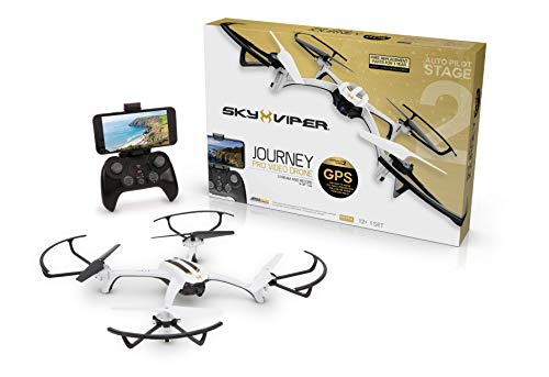 Sky Viper 1849 Journey GPS Streaming Video Drone, White/Black