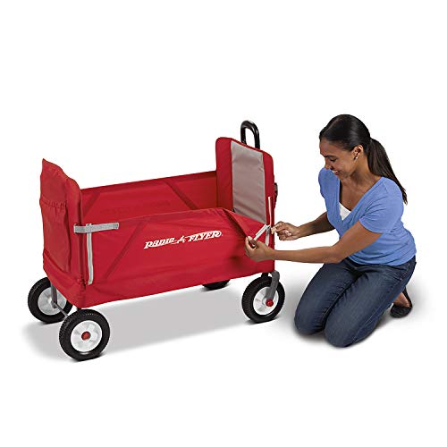 Radio Flyer 3-in-1 EZ Fold Wagon Ride On, Red