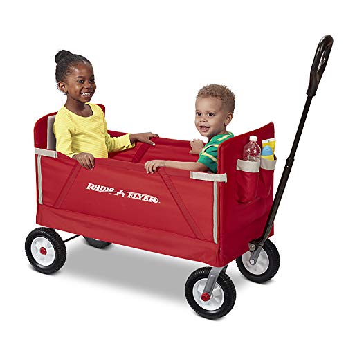 Radio Flyer 3-in-1 EZ Fold Wagon Ride On, Red