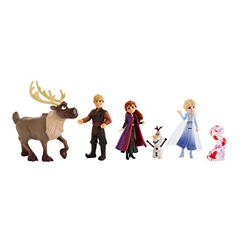 Disney Frozen Adventure Collection, 5 Small Dolls from Frozen 2, Anna, Elsa, Kristoff, Sven, Olaf, and Gale Accessory