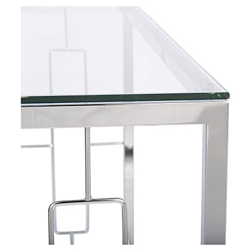 Chrome Metal Glass Accent Console Sofa Table with Shelf