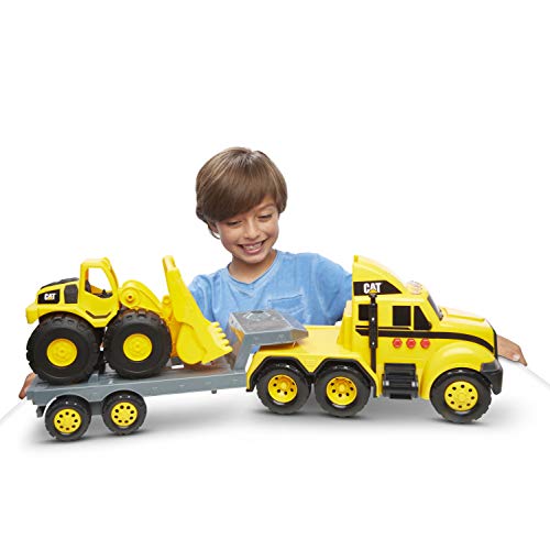 Cat Construction Heavy Mover Toy Semi Truck and Trailer with Lights & Sounds