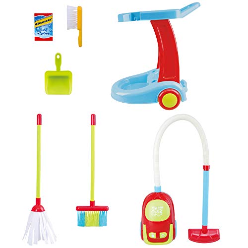 PlayGo My Cleaning Trolley with Vacuum Cleaner Toy 7 Pc Home Products for Kids Pretend Play Set for Kids Age 3 Years & Up