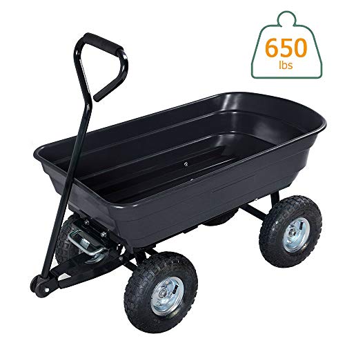 660LBS Garden Dump Cart Dumper Wagon Carrier Wheel Barrow Air Tires Heavy Duty