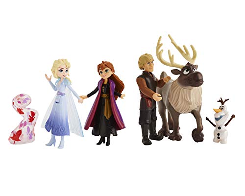 Disney Frozen Adventure Collection, 5 Small Dolls from Frozen 2, Anna, Elsa, Kristoff, Sven, Olaf, and Gale Accessory