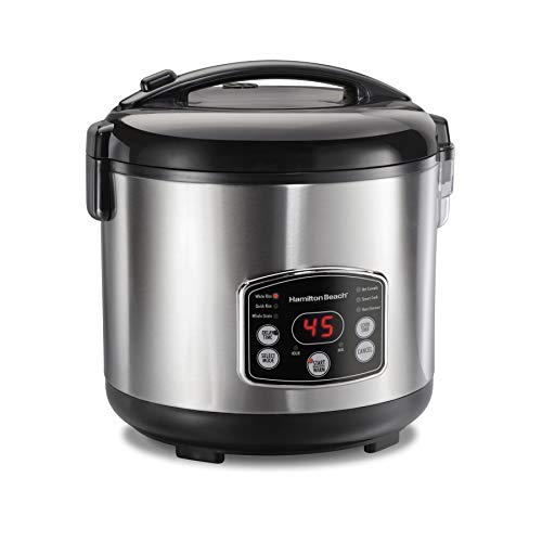 Hamilton Beach Rice & Hot Cereal Cooker, 7-Cups uncooked Resulting in 14-Cups (Cooked), with Steam & Rinse Basket (37548)