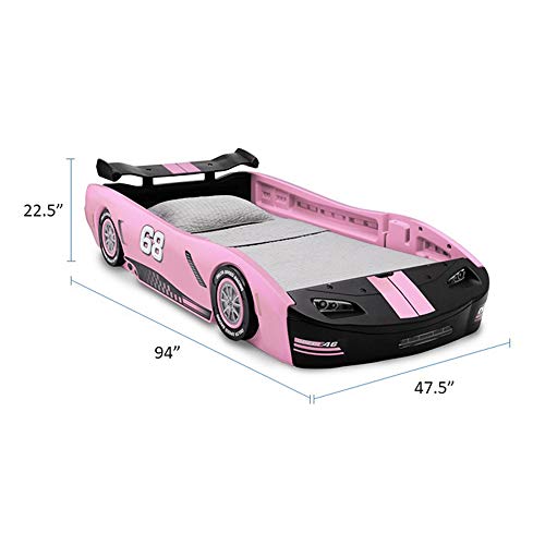 Delta Children Turbo Race Car Twin Bed, Pink