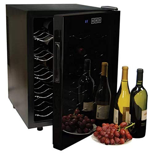 Wine Cooler Refrigerator. Removable Touch Screen Elegant Unique Vibration Free Adjustable 20 Bottle Single Zone Freestanding Wine Cooler Refrigerator with Tempered Mirror Glass Doors.