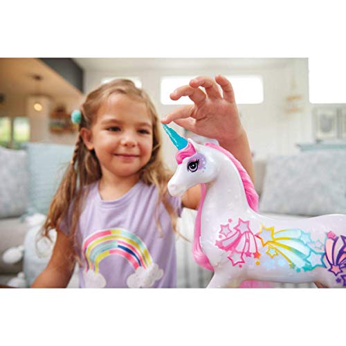 Barbie Dreamtopia Brush 'n Sparkle Unicorn with Lights and Sounds, White with Pink Mane and Tail, Gift for 3 to 7 Year Olds