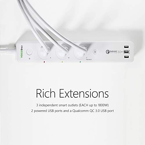 VOCOlinc PM2 Smart Power Strip Surge Protector · Outlet C Power Meter · Works with Apple HomeKit & Amazon Alexa & Google Assistant · 2.4GHz Wi-Fi (3 Outlets + 3 USB - a QC 3.0 USB)