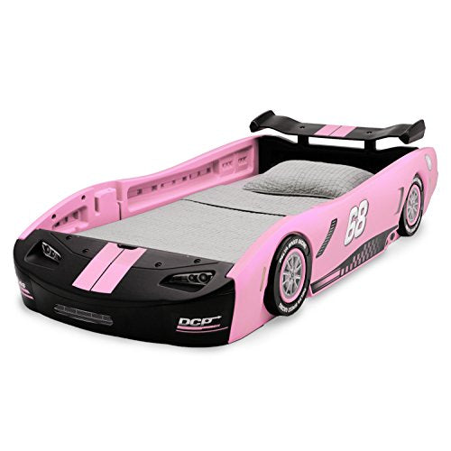 Delta Children Turbo Race Car Twin Bed, Pink