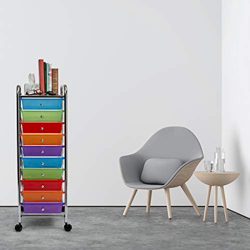 Seville Classics 10-Drawer Organizer Cart, Multi Color