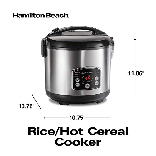 Hamilton Beach Rice & Hot Cereal Cooker, 7-Cups uncooked Resulting in 14-Cups (Cooked), with Steam & Rinse Basket (37548)