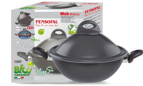 Pensofal 07Pen8633 Platino Bio-Ceramix Non-Stick Vapsi Steam Cooker Wok Set, 11-Inch