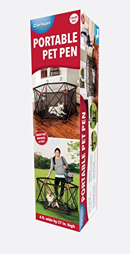 Carlson 6-Panel Foldable and Portable Steel Pet Exercise and Play Pen, Indoor and Outdoor, with Carrying Case, Red
