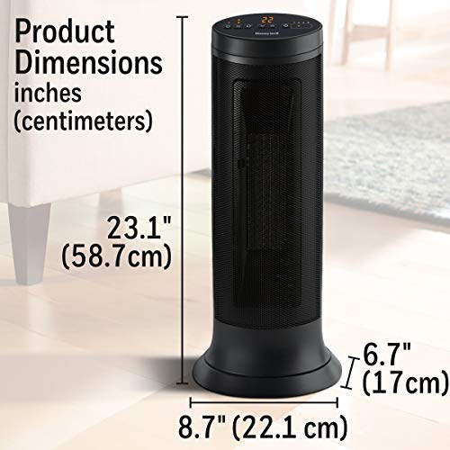 Honeywell HCE317BC Slim Ceramic Tower Heater, Black
