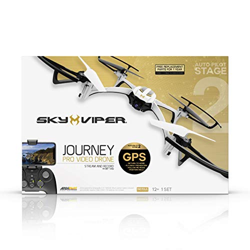 Sky Viper 1849 Journey GPS Streaming Video Drone, White/Black