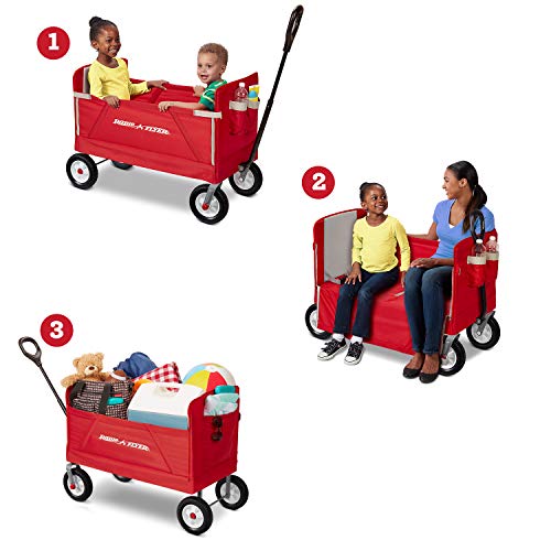 Radio Flyer 3-in-1 EZ Fold Wagon Ride On, Red
